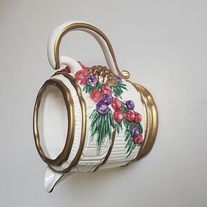 Fitz & Floyd 1990 Winter Spice Fruit Gold trim Creamer Holder